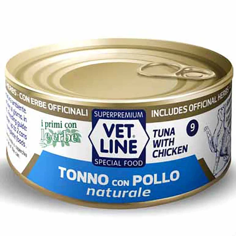 Alimento umido gatto adulto tonno con pollo naturale 70g Vet Line