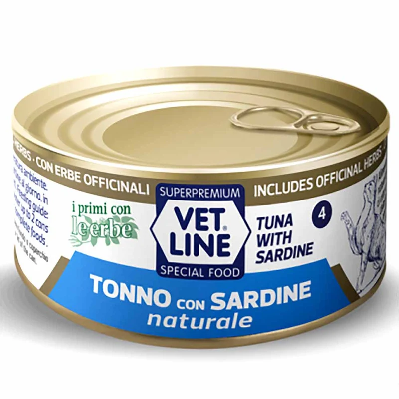 Alimento umido gatto adulto tonno e sardine naturale 70g Vet Line