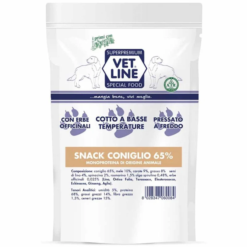 Alimento snack cane coniglio 80g Vet Line