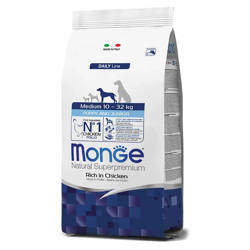 Alimento cane Monge Medium Puppy e Junior Pollo 12kg