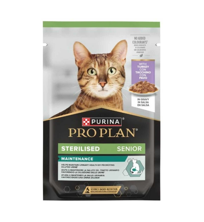 PURINA PRO PLAN GATTO STERILIZZATO SENIOR 7 + AL TACCHINO IN SALSA DA 85 GR IN BUSTA