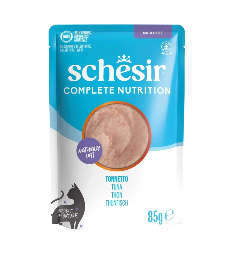 SCHESIR GATTO COMPLETO MOUSSE TONNETTO DA 85 GR IN BUSTA