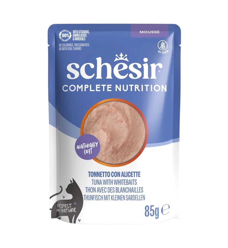 SCHESIR GATTO COMPLETO MOUSSE TONNO CON ALICETTE DA 85 GR IN BUSTA