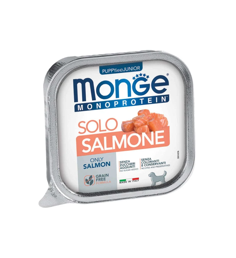 MONGE CANE MONOPROTEICO PUPPY SOLO SALMONE DA 150 GR IN VASCHETTA