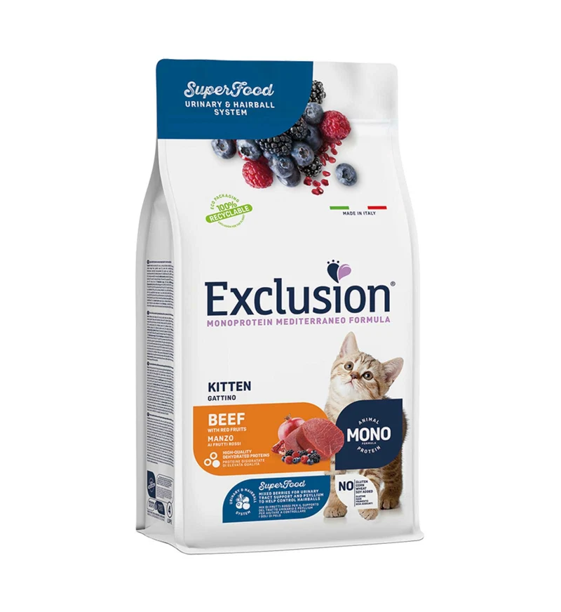 EXCLUSION GATTO NOBLE GRAIN MONOPROTEICO KITTEN MANZO