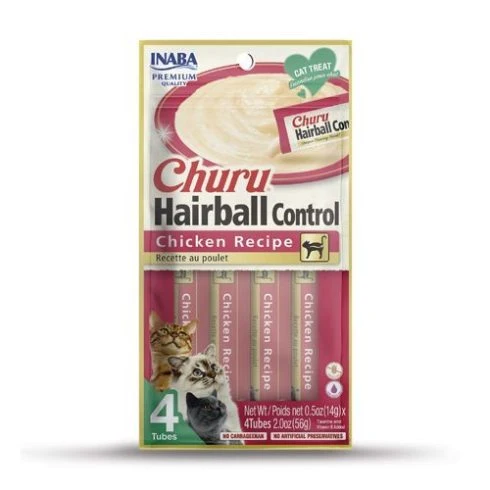 Churu Snack Gatto Hairball Control Snack in Crema Contro il Bolo di Pelo Inaba 4x14 g