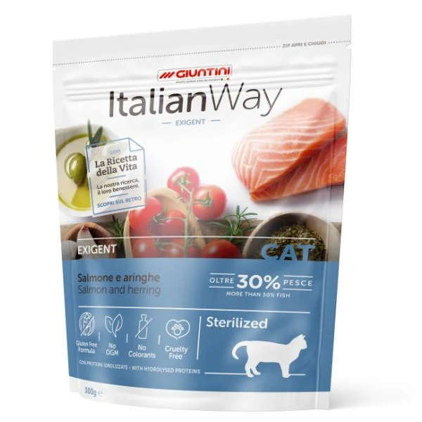 ItalianWay Crocchette Gatto Sterilizzato con Salmone e Aringhe Senza Glutine