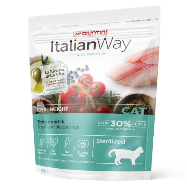 ItalianWay Crocchette Gatto Sterilizzato con Trota e Mirtilli Senza Cereali