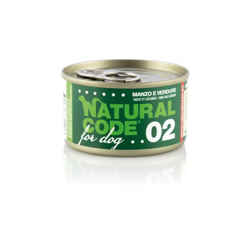 Natural Code 02 Beef & Vegetables Cooking Water Wet Dog Food - 90G