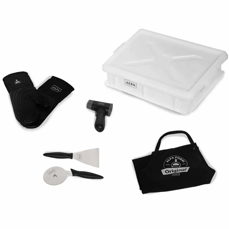 Kit accessori pizza Alfa Forni Essential con cassetta panetti e termometro