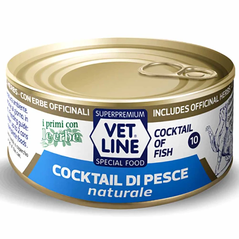 Alimento umido gatto adulto cocktail di pesce naturale 70g Vet Line