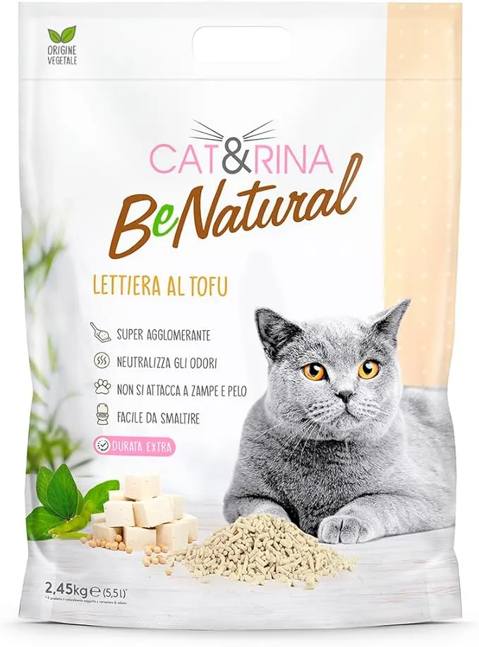 Cat e Rina Lettiera Neutra Ecologica Vegetale Tofu Agglomerante per Gatti Cat&Rina 5,5 L