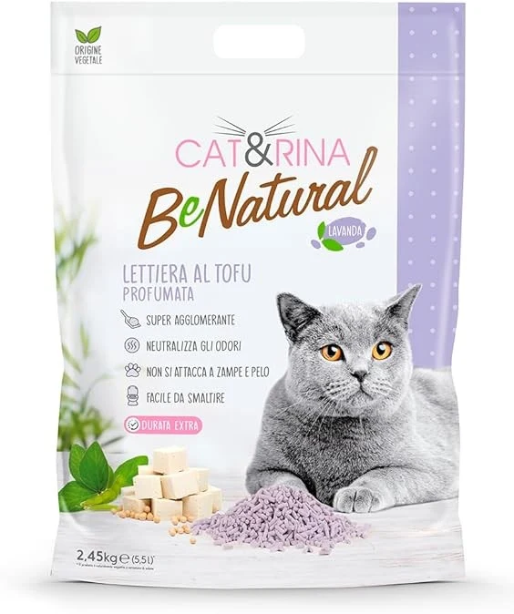 Cat e Rina Lettiera alla Lavanda Ecologica Vegetale Tofu Agglomerante per Gatti Cat&Rina 5,5 L