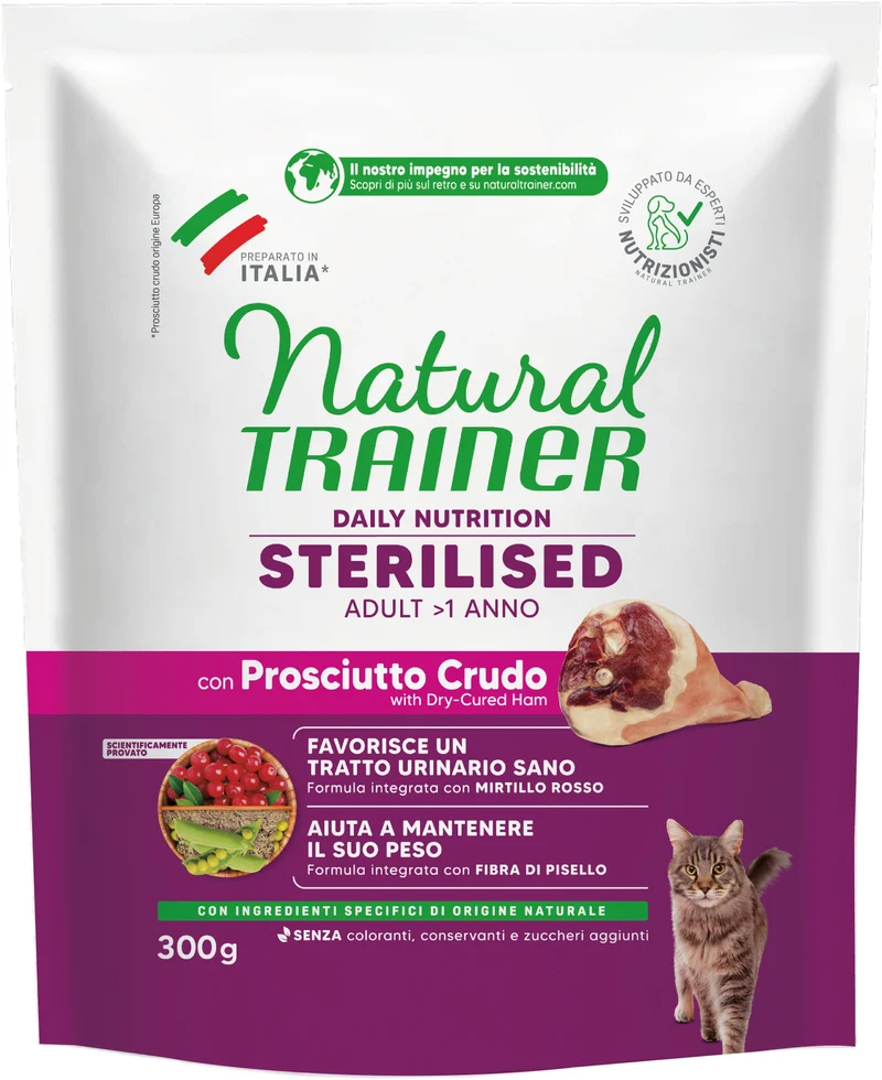 Natural Trainer Gatto Sterilizzato - Prosciutto Crudo 300 gr