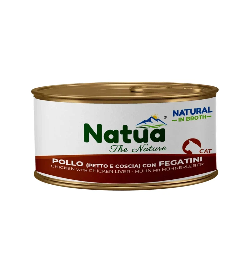 NATUA NATURAL GATTO BROTH POLLO CON FEGATINI DA 85 GR IN LATTINA