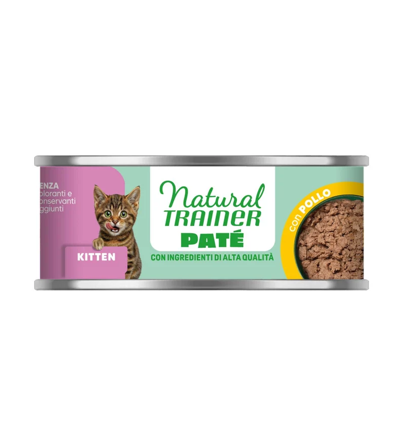 TRAINER GATTO NATURAL KITTEN PATE' POLLO IN LATTINA DA 85 GR