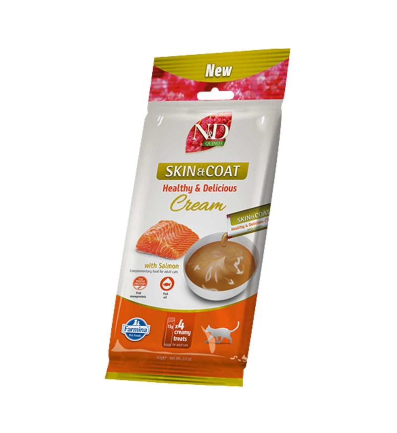 FARMINA N&D SNACK GATTO CREAM QUINOA SKIN & COAT SALMONE DA 60 GR