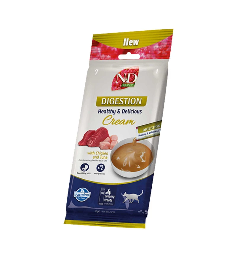 FARMINA N&D SNACK GATTO CREAM QUINOA DIGESTION POLLO E TONNO DA 60 GR