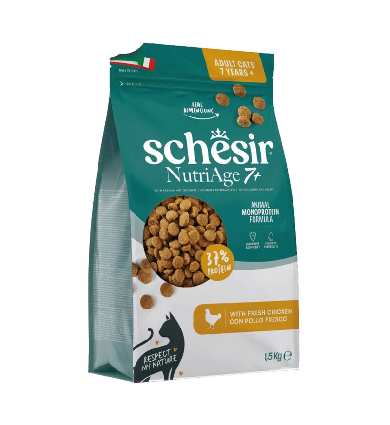 SCHESIR GATTO MONOPROTEIN NUTRIAGE SENIOR 7 + POLLO DA 1,5 KG