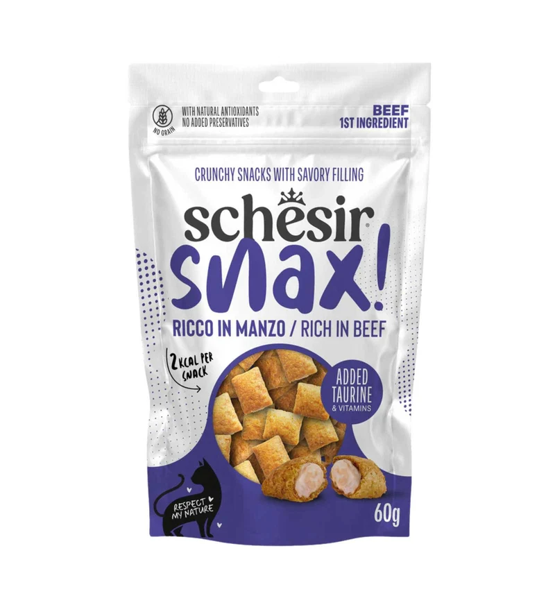 SCHESIR GATTO SNACK SNAX RICCO IN MANZO DA 60 GR IN BUSTA
