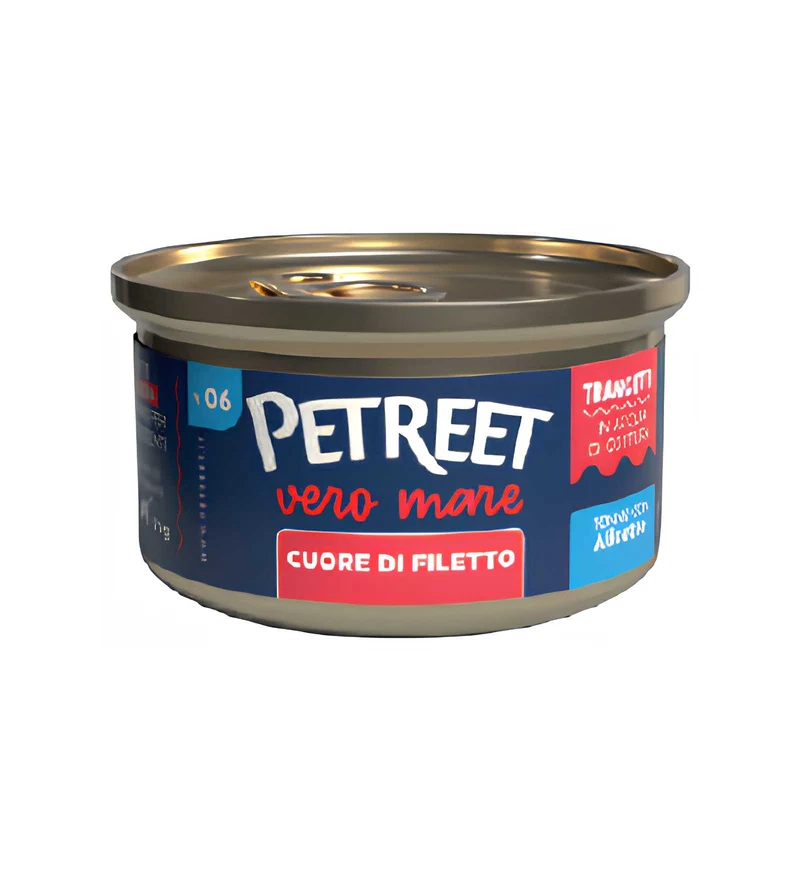 PETREET GATTO VERO MARE V06 CUORE DI FILETTO DI TONNO E ALICETTE DA 70 GR IN LATTINA