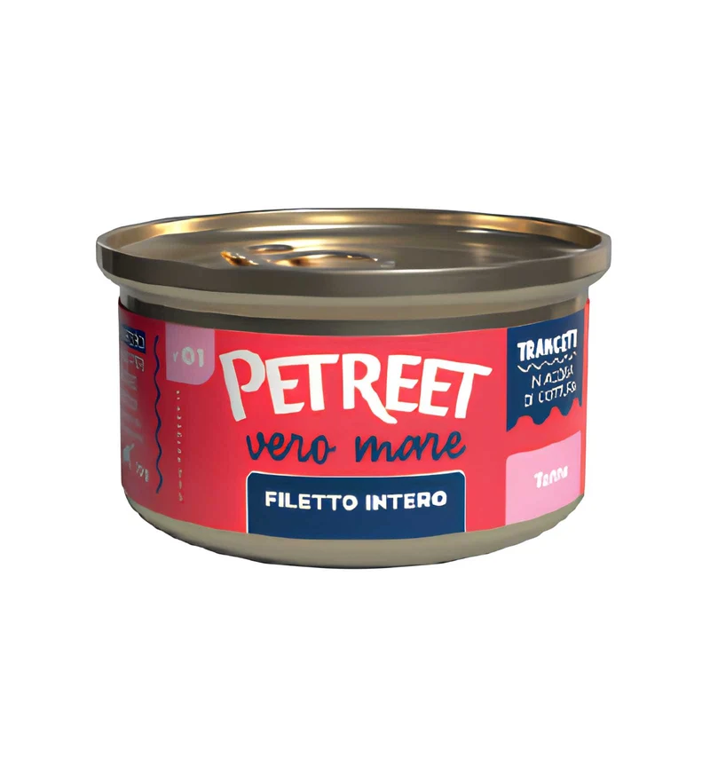 PETREET GATTO VERO MARE V01 FILETTO DI TONNO INTERO DA 70 GR IN LATTINA