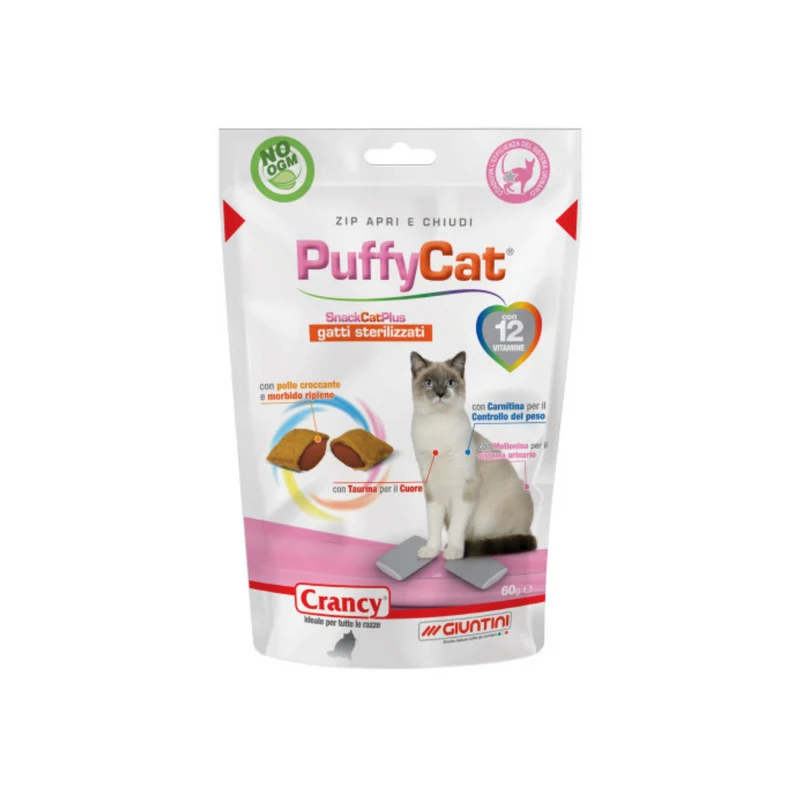 Crancy Puffy Cat Snack Croccante con Ripieno per Gatti Sterilizzati Giuntini Sterilised 60g
