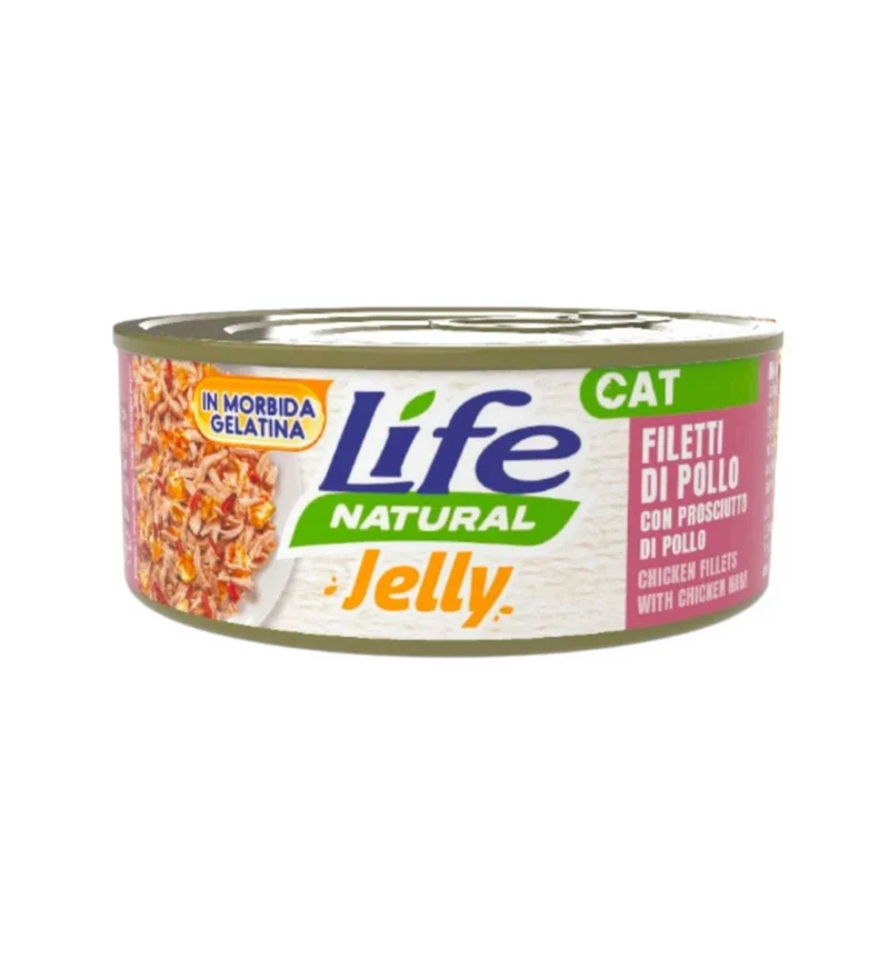 LIFEPETCARE GATTO LIFE CAT POLLO CON PROSCIUTTO IN JELLY DA 70 GR IN LATTINA