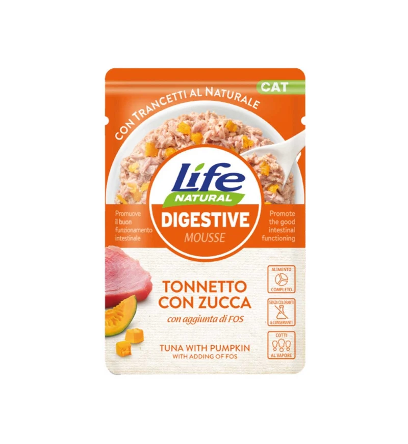 LIFEPETCARE GATTO LIFE NATURAL DIGESTIVE TONNETTO E ZUCCA DA 70 GR IN BUSTA