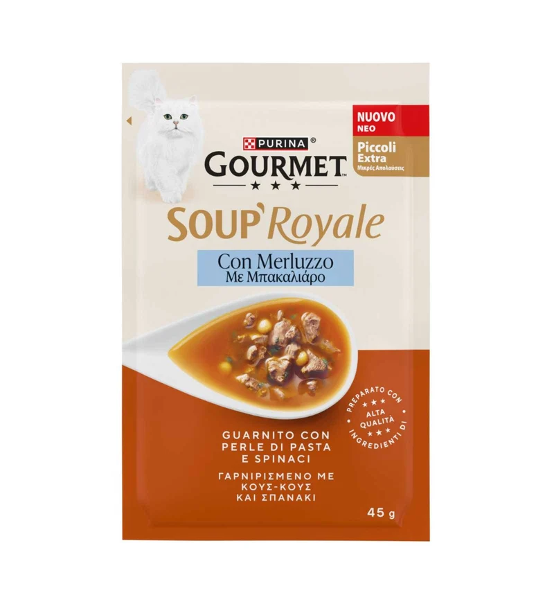 PURINA GOURMET SOUP ROYALE GATTO AL MERLUZZO DA 45 GR