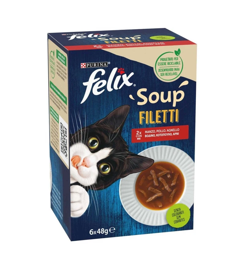 PURINA FELIX GATTO SOUP TIME FILETTI SELEZIONI DELIZIOSE 6 BUSTINE DA 48 GR
