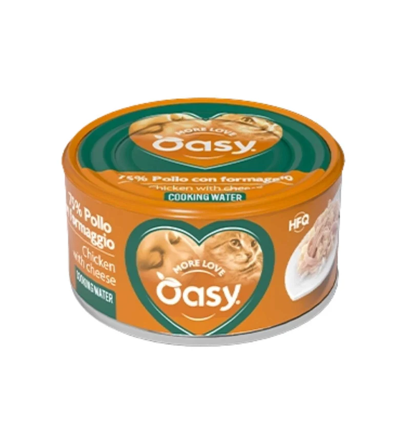 OASY MORE LOVE GATTO POLLO CON FORMAGGIO DA 70 GR IN LATTINA
