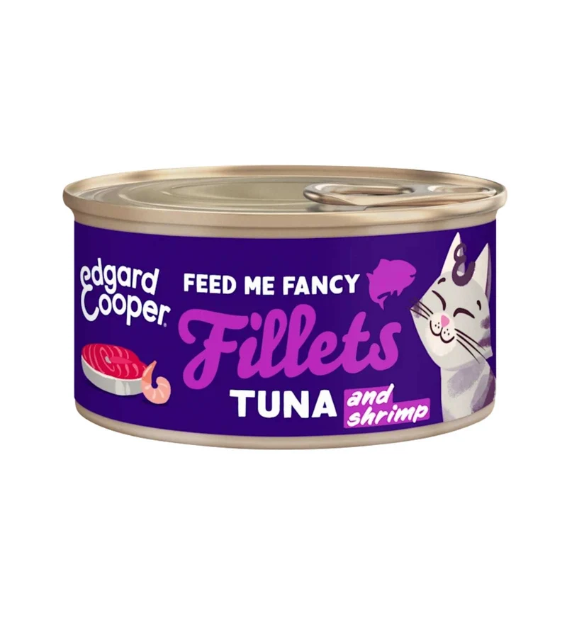 EDGARD & COOPER GATTO ADULTO SFILACCETTI TONNO E GAMBERETTI DA 70 GR