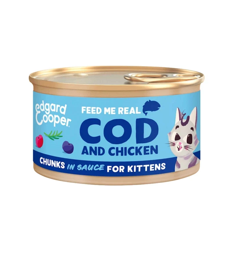 EDGARD & COOPER GATTO KITTEN BOCCONCINI IN SALSA MERLUZZO MSC E POLLO DA 85 GR
